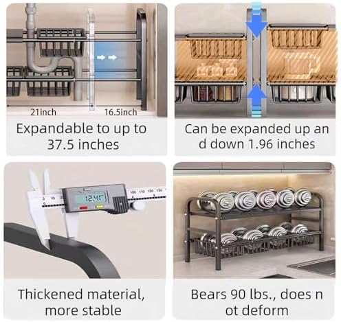 2‑Tier Expandable Under‑Sink Metal Organizer
