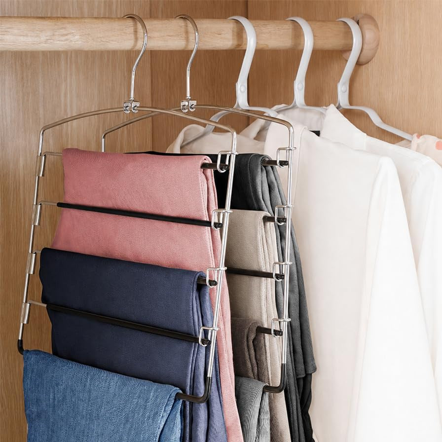 Multi‑Layer Swing‑Arm Space‑Saving Pants Hangers