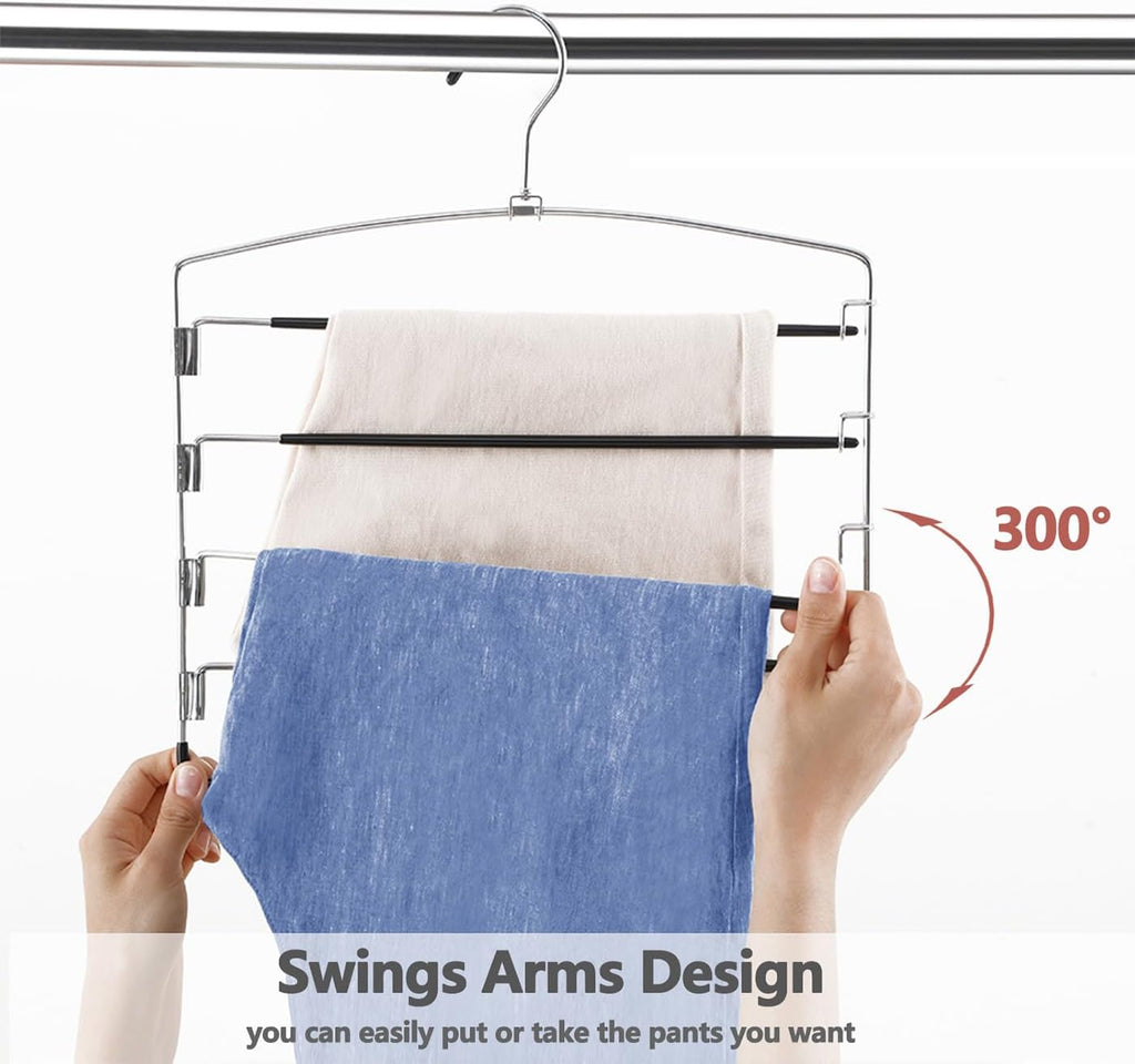 Multi‑Layer Swing‑Arm Space‑Saving Pants Hangers