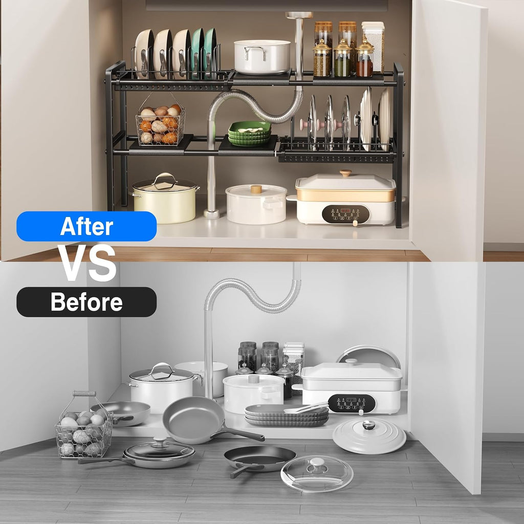 Expandable Under‑Sink Pot Pan Organizer Rack