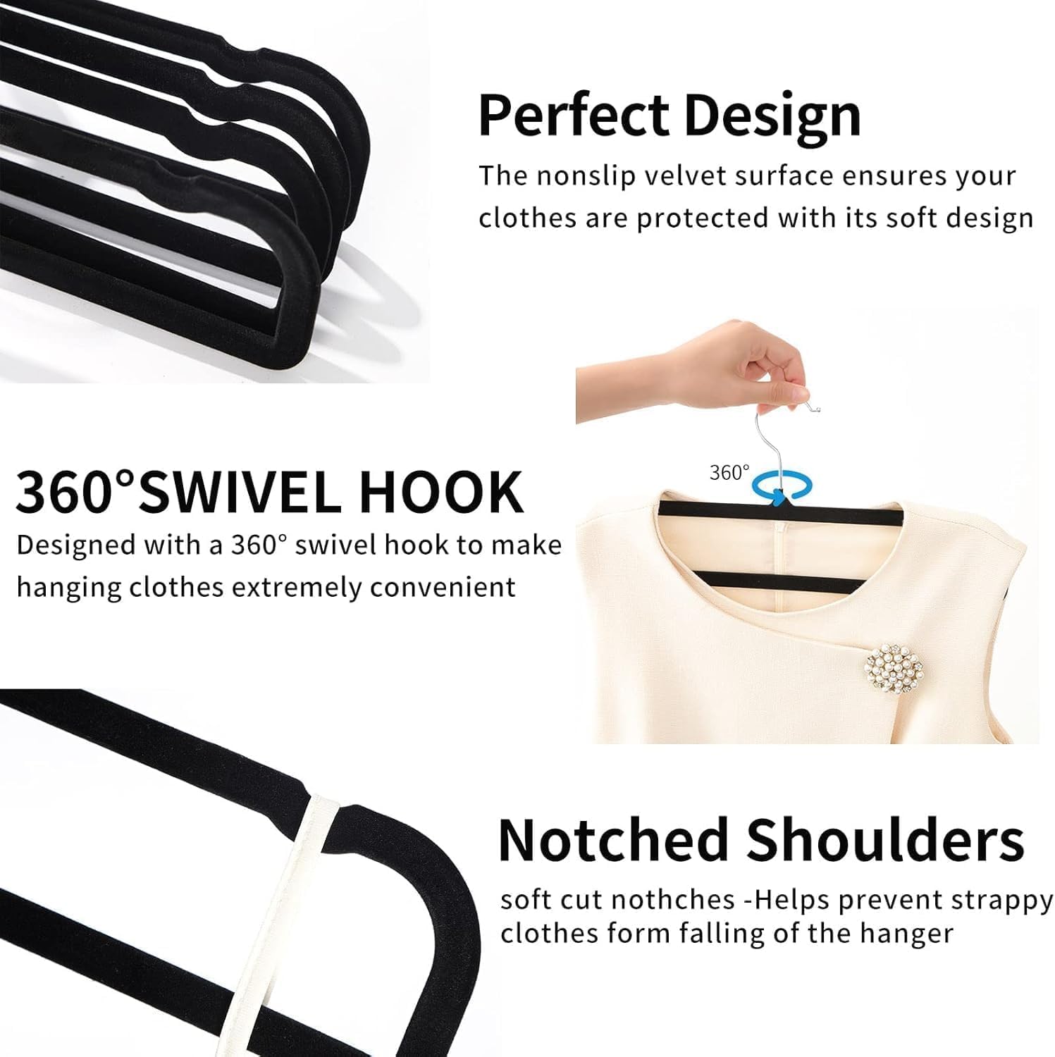 Non‑Slip Velvet Space‑Saving Pants Hangers