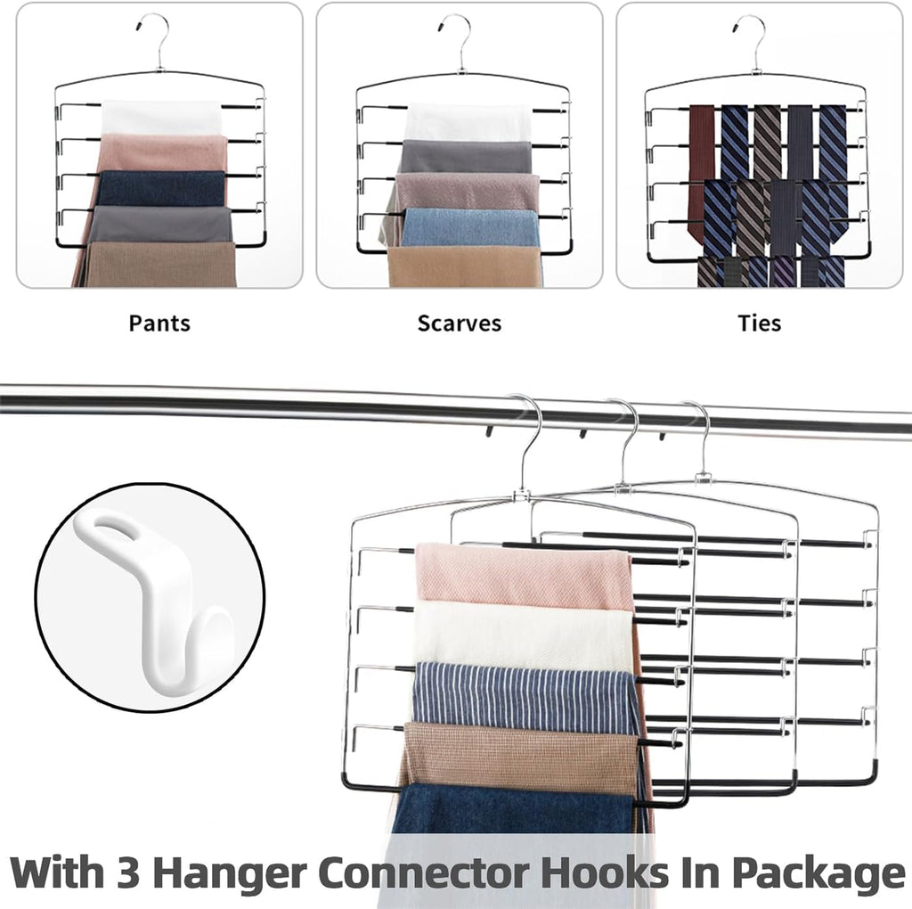 Multi‑Layer Swing‑Arm Space‑Saving Pants Hangers