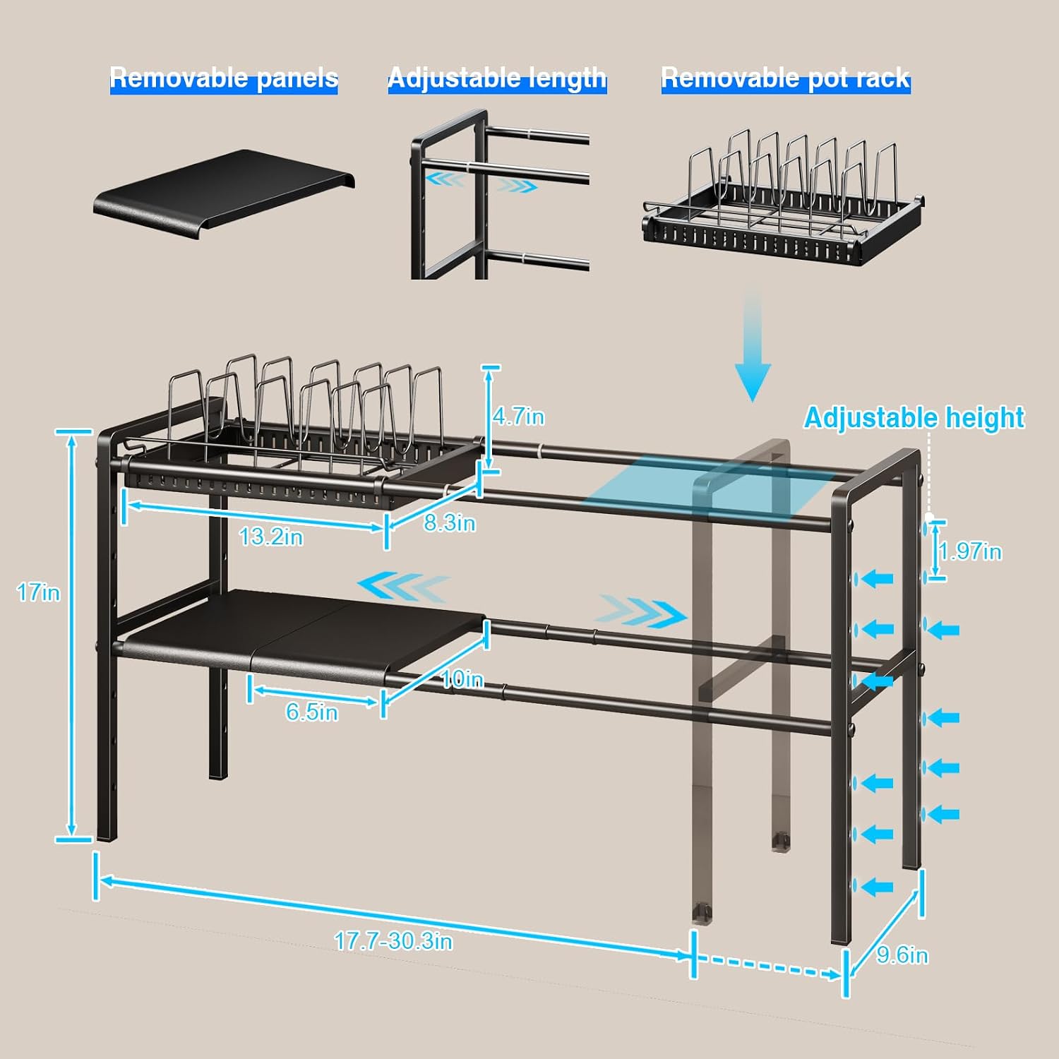Expandable Under‑Sink Pot Pan Organizer Rack