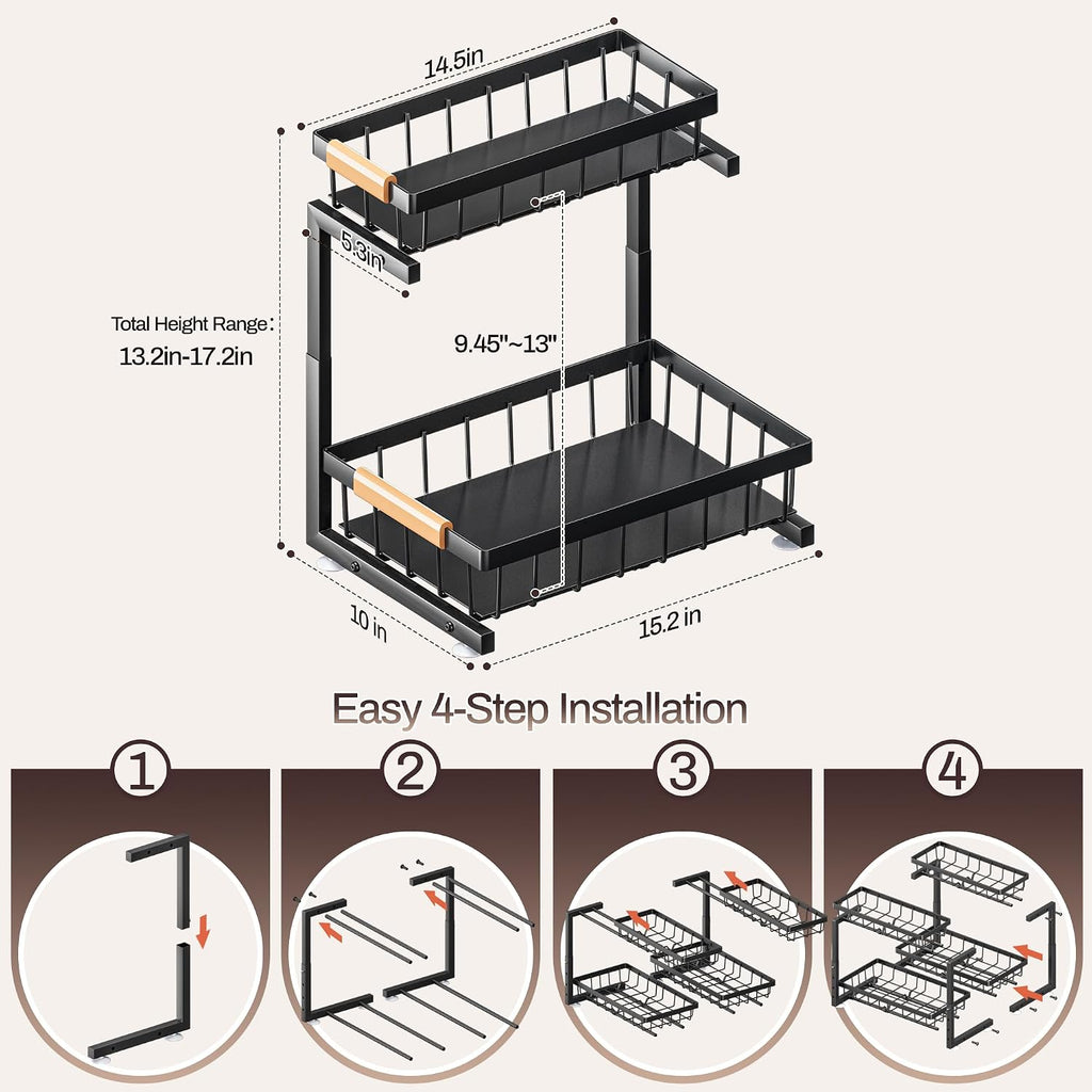 2‑Tier Pull‑Out Under‑Sink Organizer Shelf