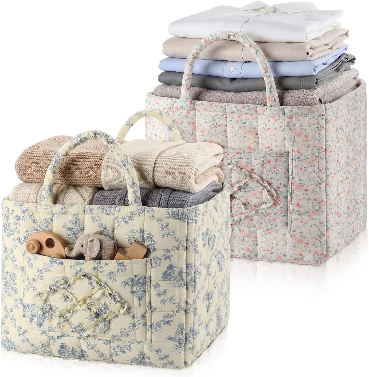 Boho Floral Fabric Storage Baskets