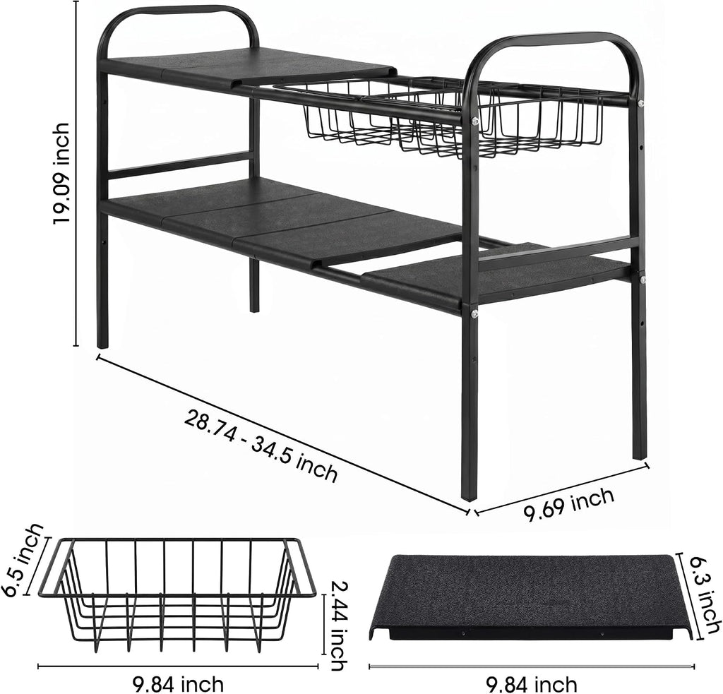 2‑Tier Expandable Under‑Sink Organizer Shelf