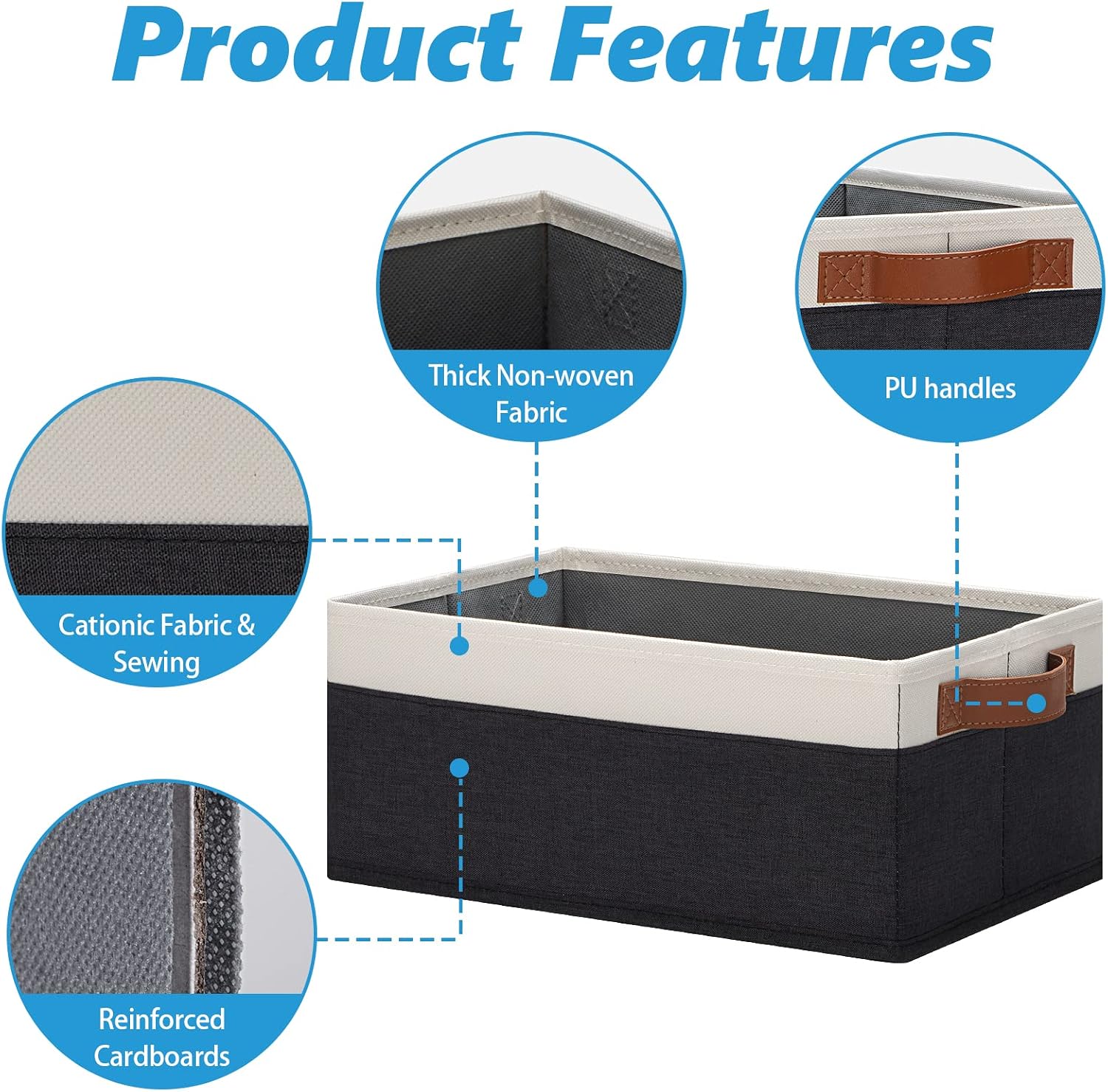 Foldable Fabric Storage Baskets with Handles