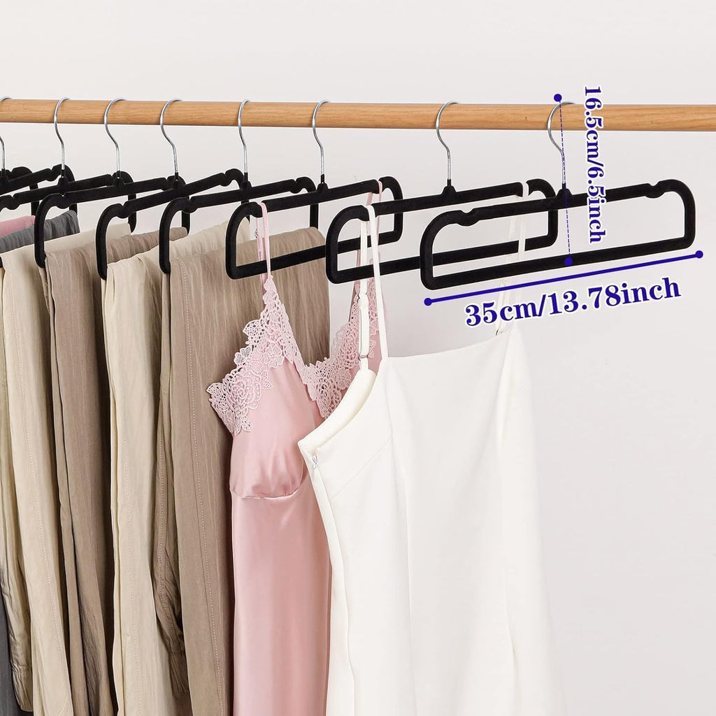 Non‑Slip Velvet Space‑Saving Pants Hangers