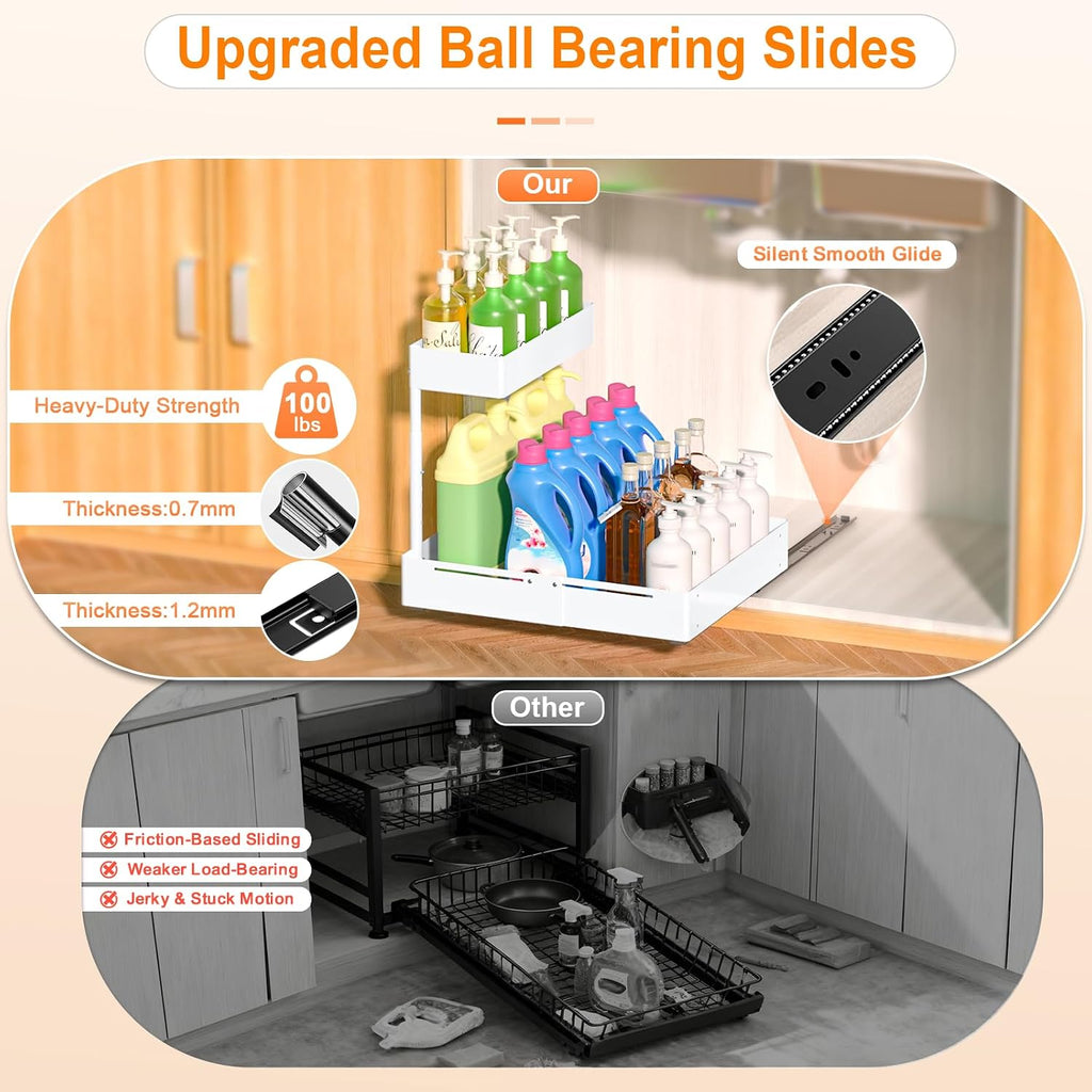 2‑Tier Pull‑Out Under‑Sink Storage Organizer