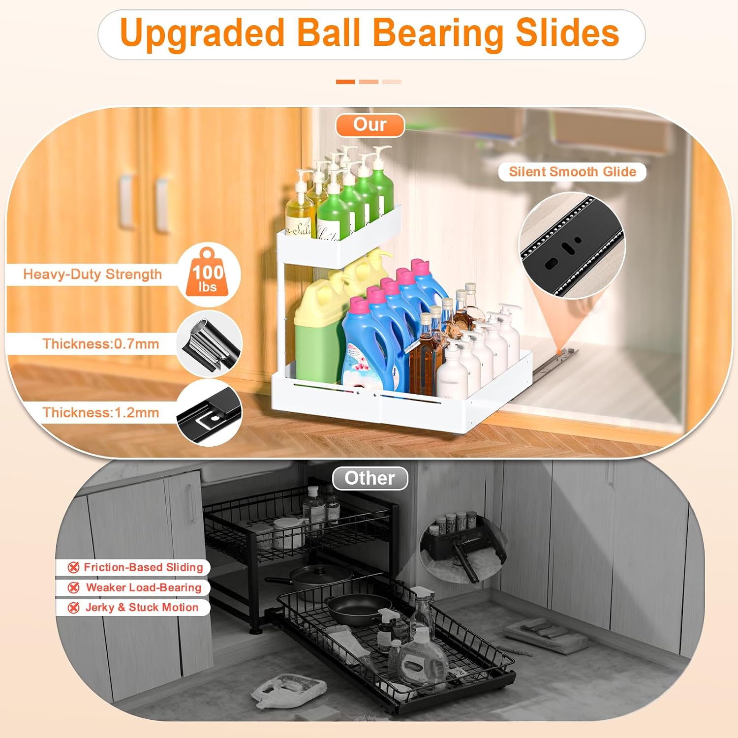 2‑Tier Pull‑Out Under‑Sink Storage Organizer