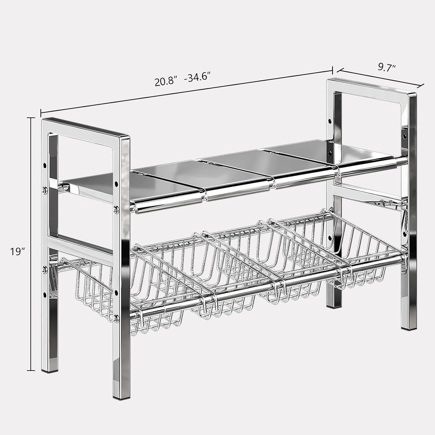 2‑Tier Expandable Under‑Sink Organizer Shelf