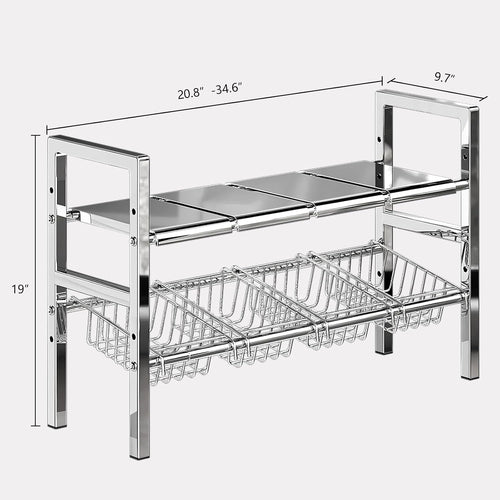 2‑Tier Expandable Under‑Sink Organizer Shelf