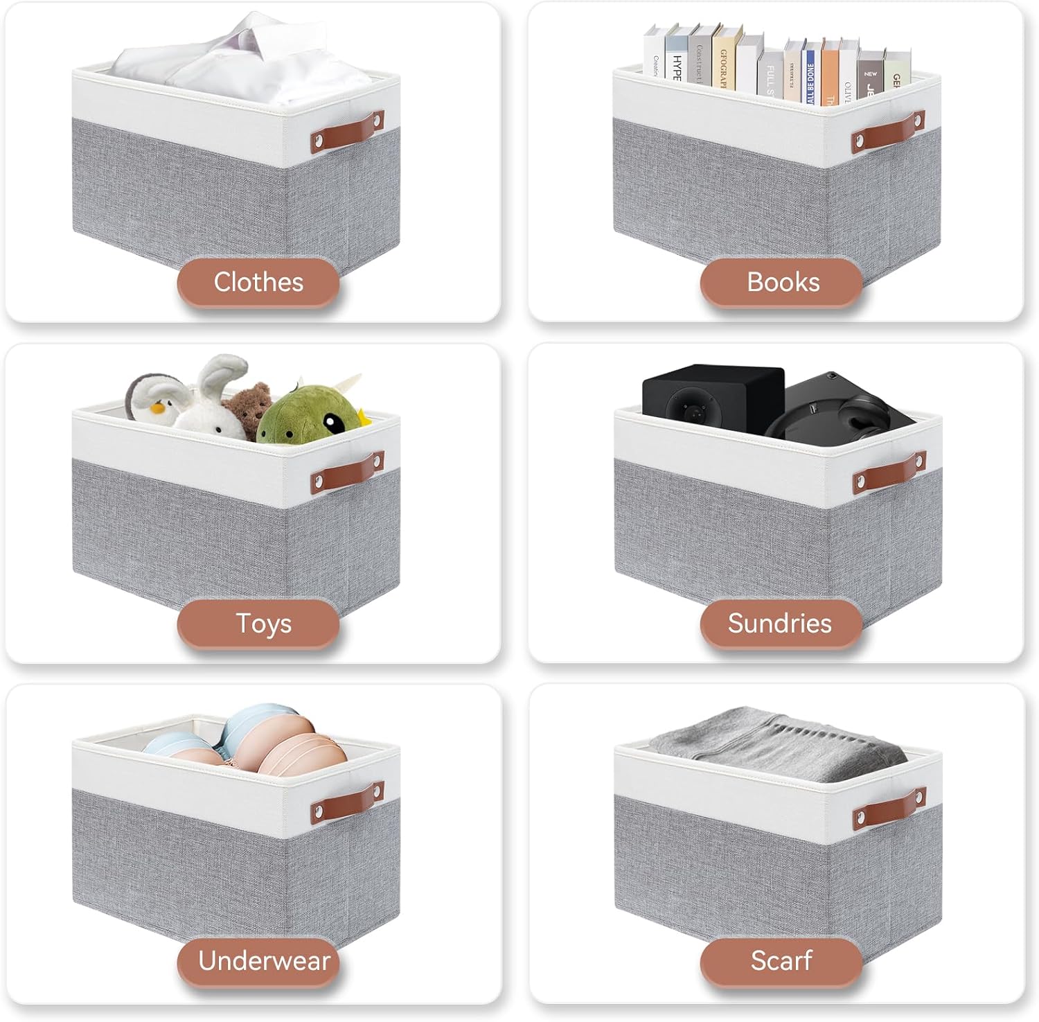 Collapsible Fabric Storage Baskets with Handles