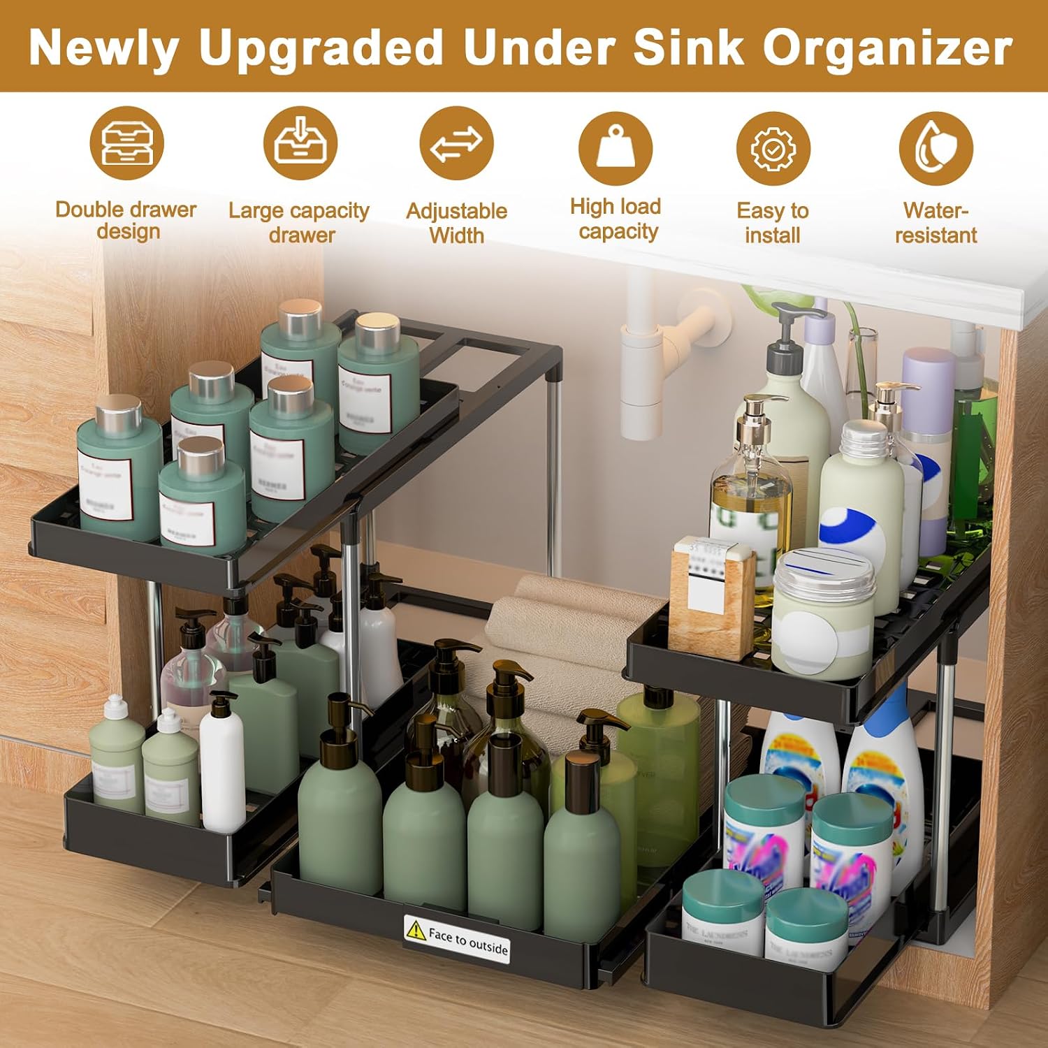 2‑Tier Expandable Under‑Sink Storage Organizer