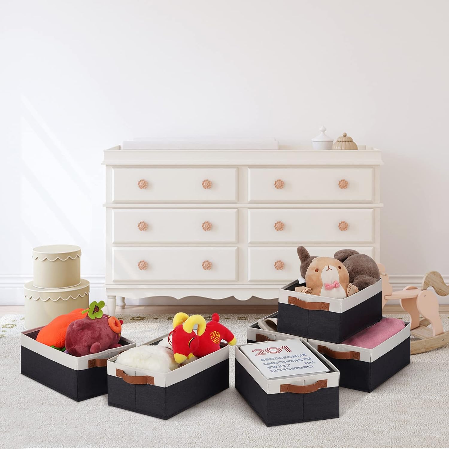 Foldable Fabric Storage Baskets with Handles