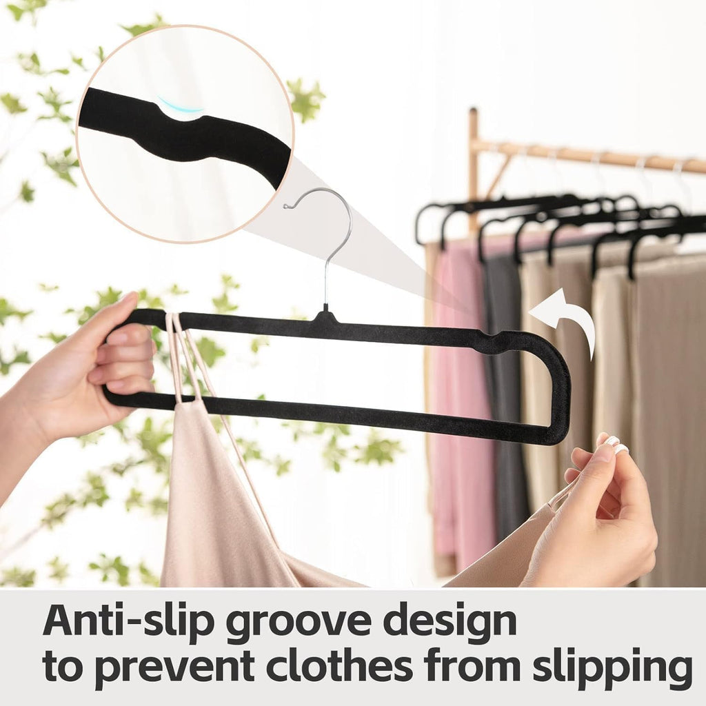 Non‑Slip Velvet Space‑Saving Pants Hangers