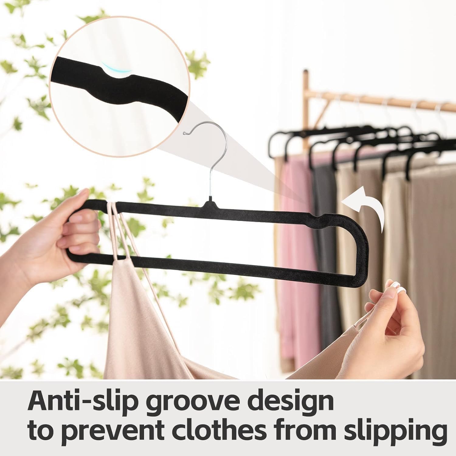 Non‑Slip Velvet Space‑Saving Pants Hangers
