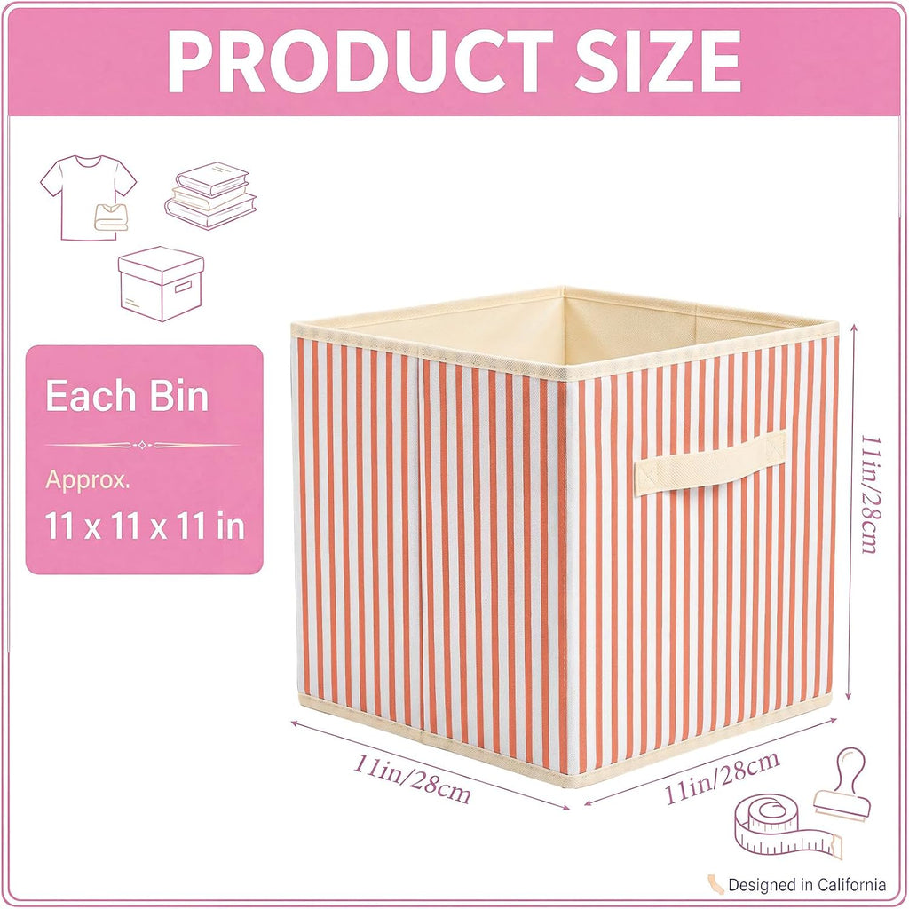 Collapsible Striped Fabric Storage Bins