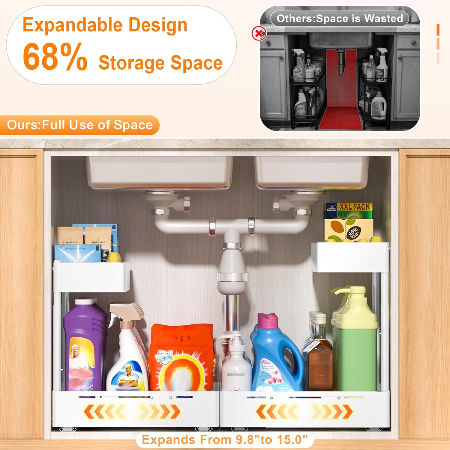 2‑Tier Pull‑Out Under‑Sink Storage Organizer