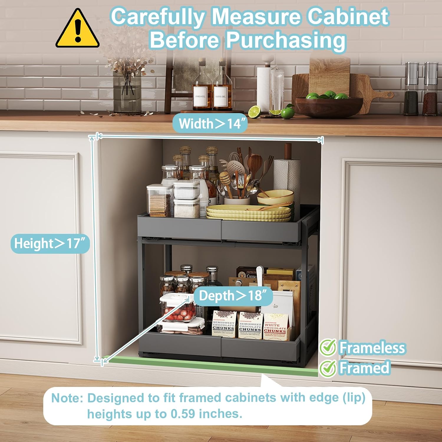 2‑Tier Expandable Pull‑Out Cabinet Organizer