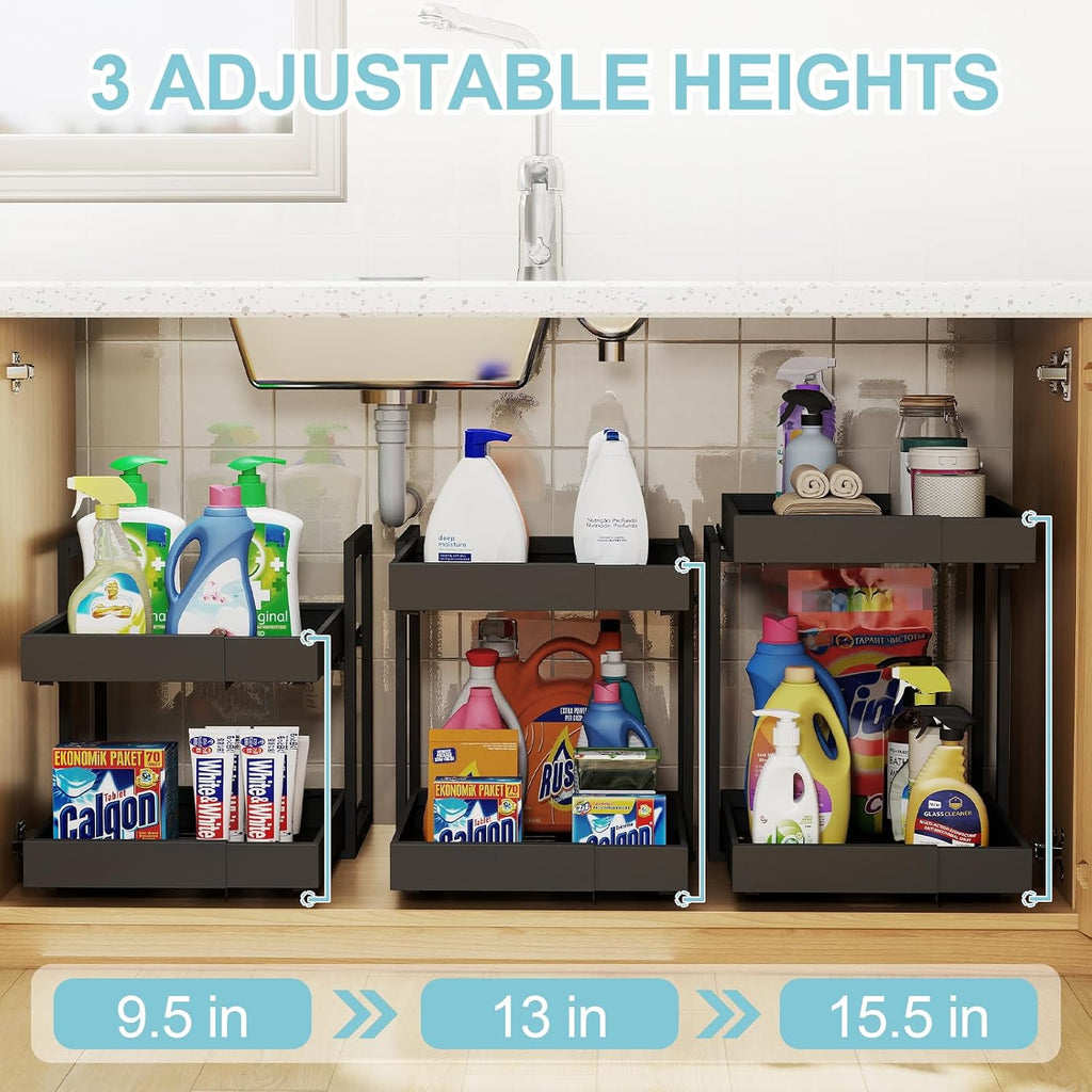 2‑Tier Expandable Pull‑Out Cabinet Organizer