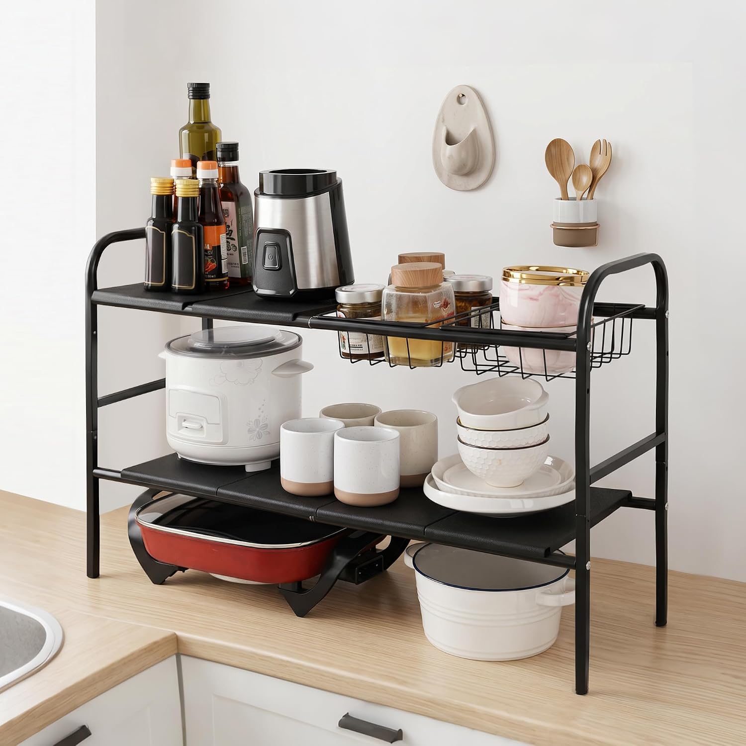 2‑Tier Expandable Under‑Sink Organizer Shelf
