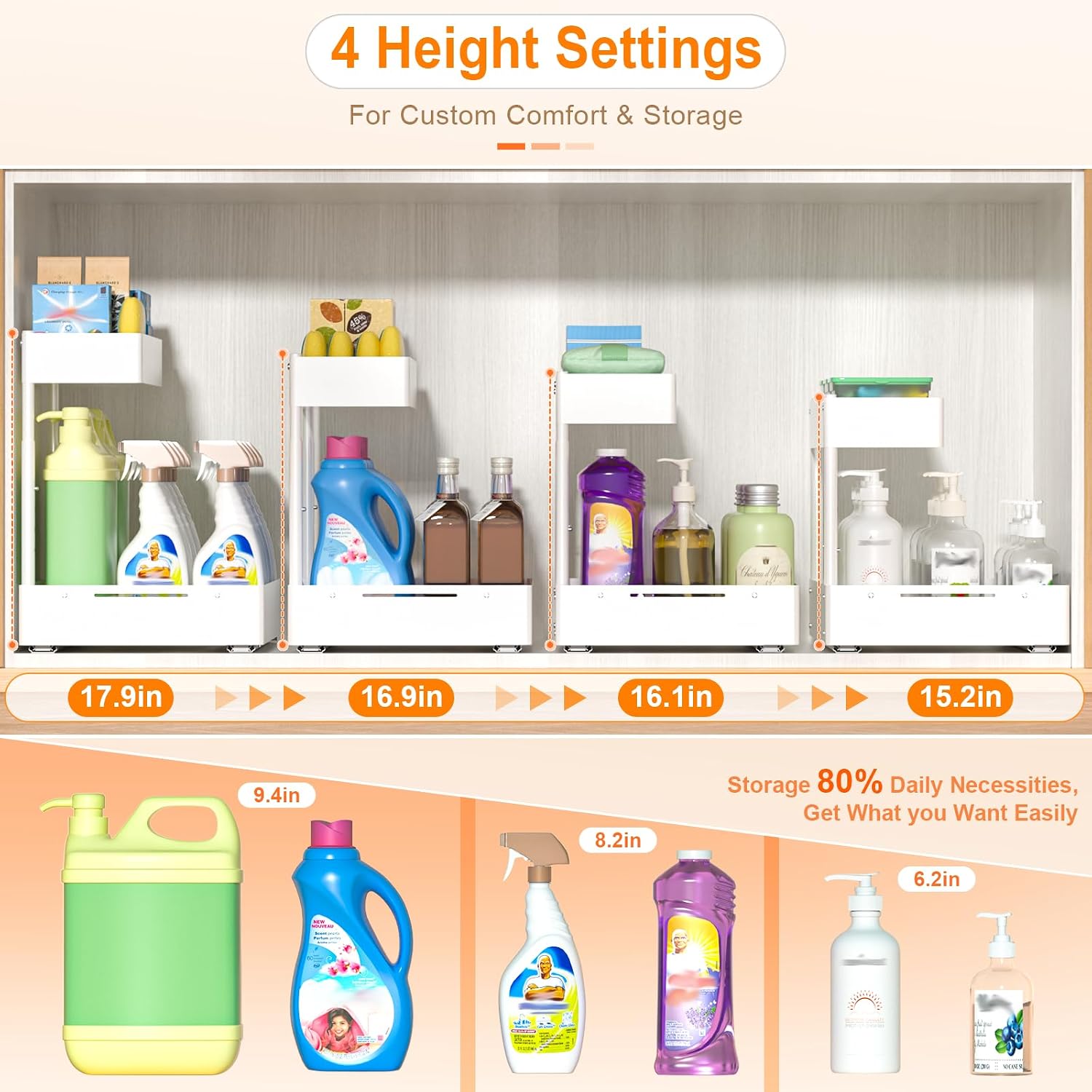 2‑Tier Pull‑Out Under‑Sink Storage Organizer