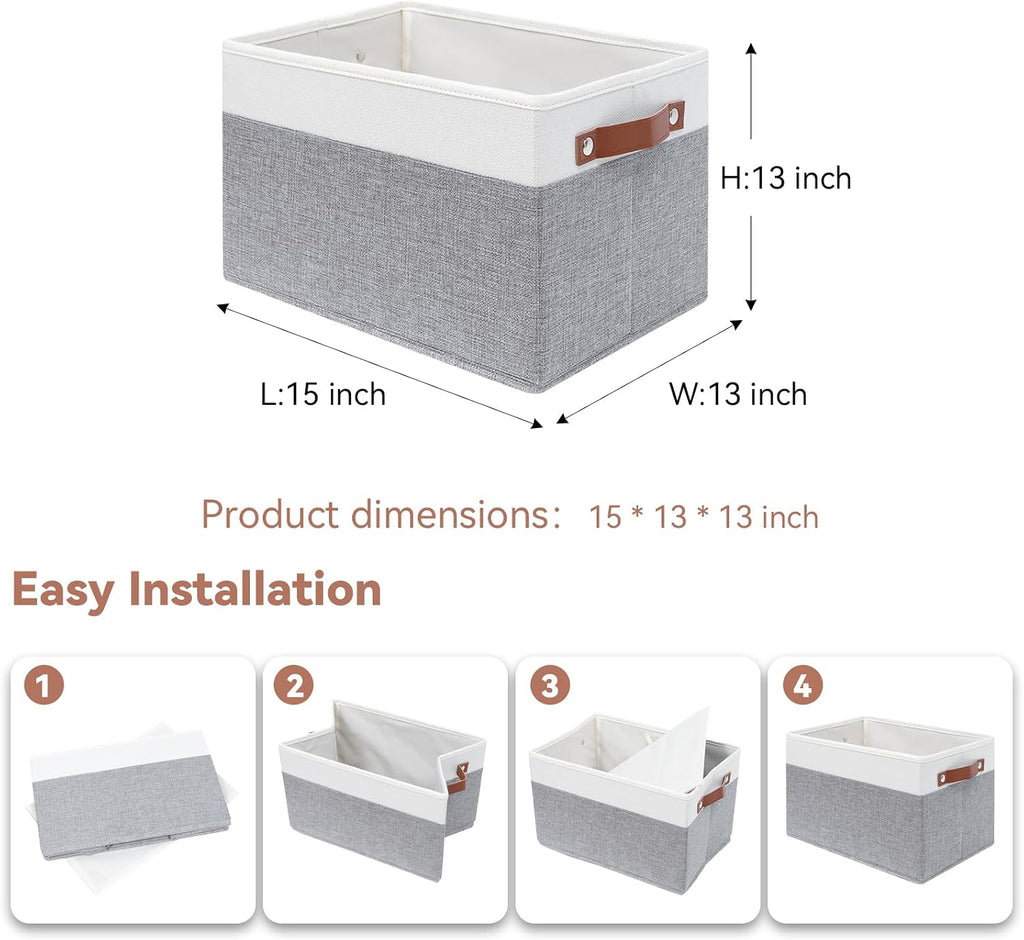 Collapsible Fabric Storage Baskets with Handles