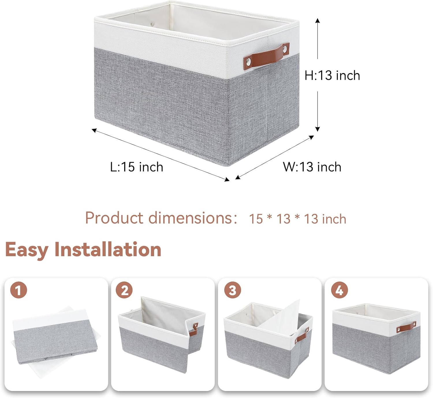 Collapsible Fabric Storage Baskets with Handles