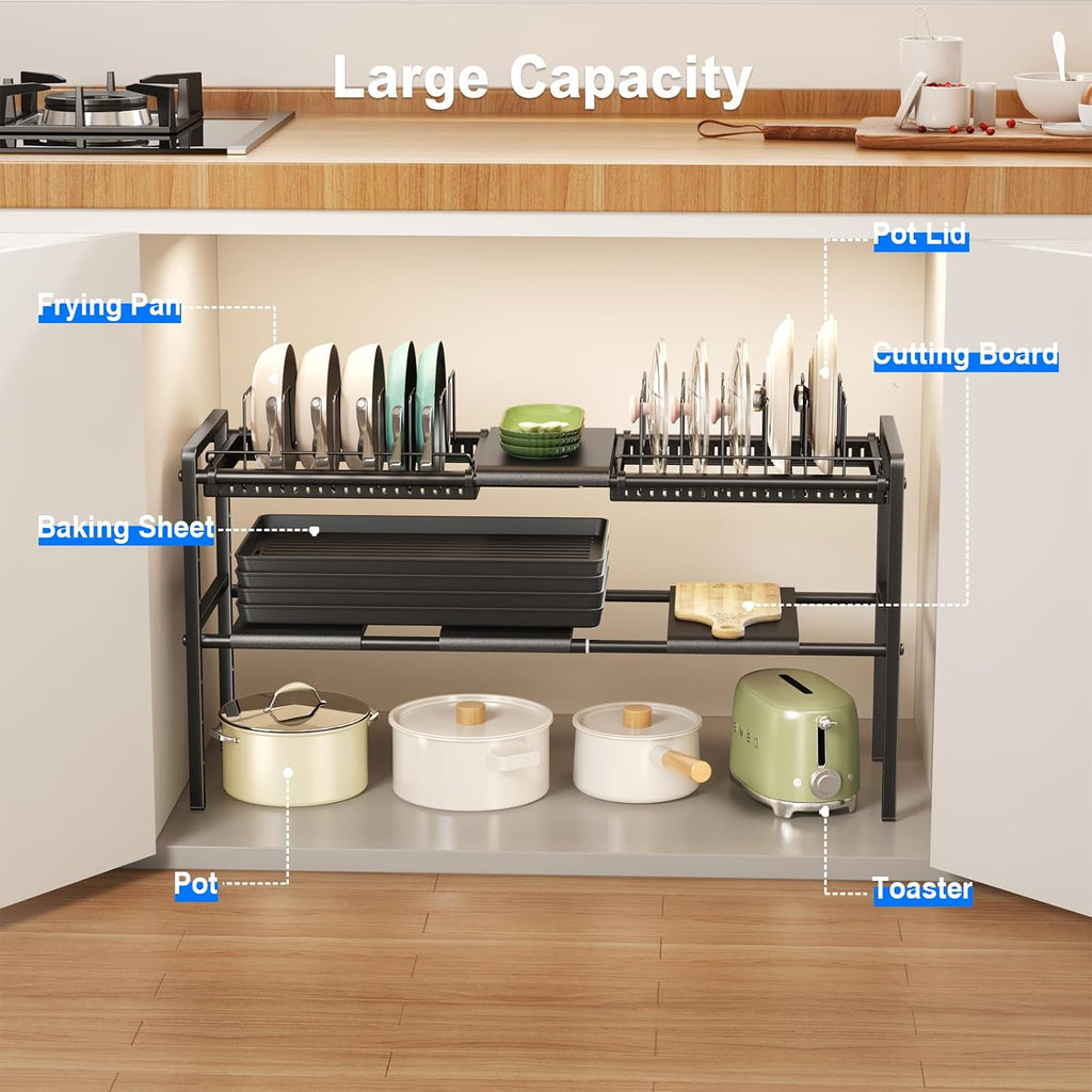 Expandable Under‑Sink Pot Pan Organizer Rack