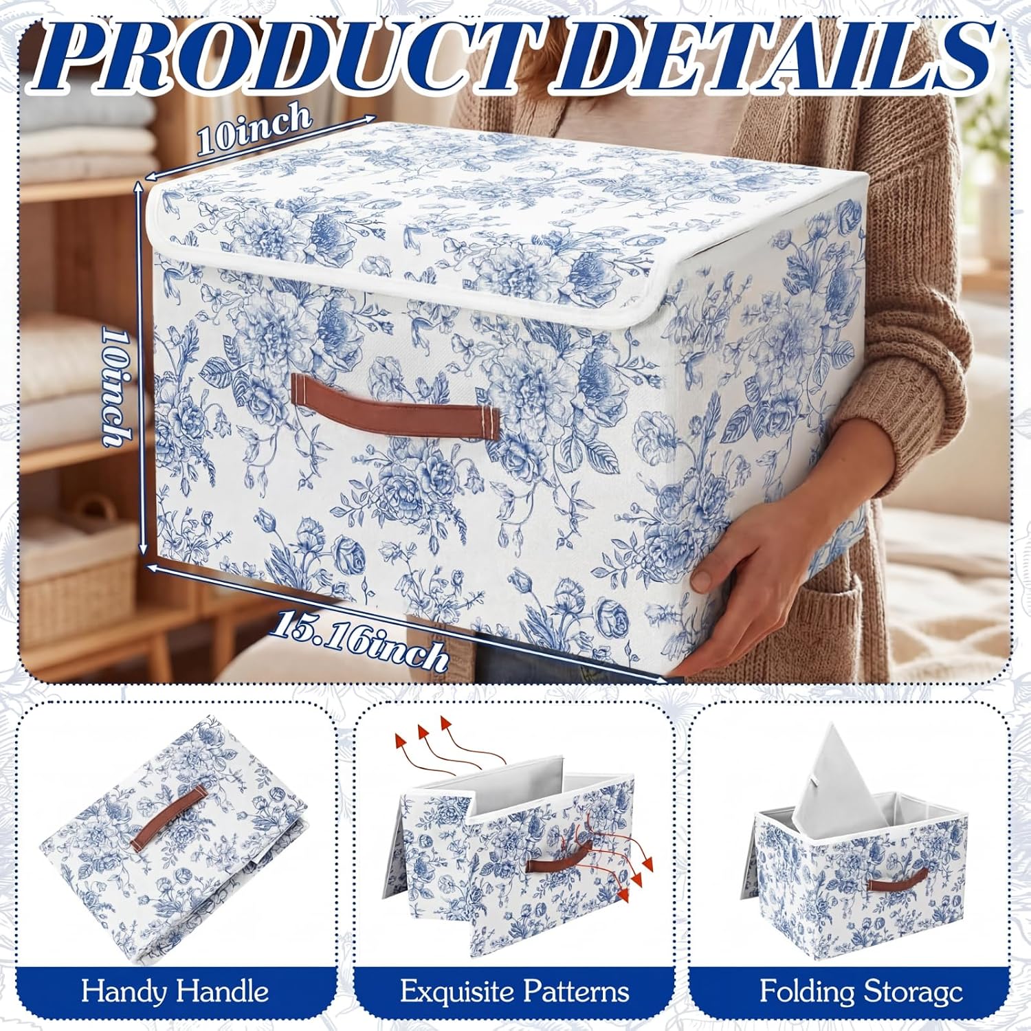 Floral Fabric Storage Bins With Lids