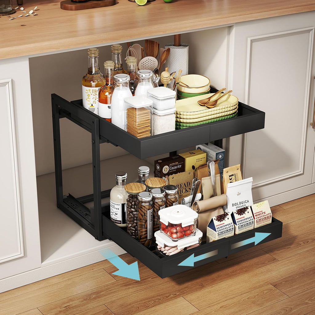 2‑Tier Expandable Pull‑Out Cabinet Organizer
