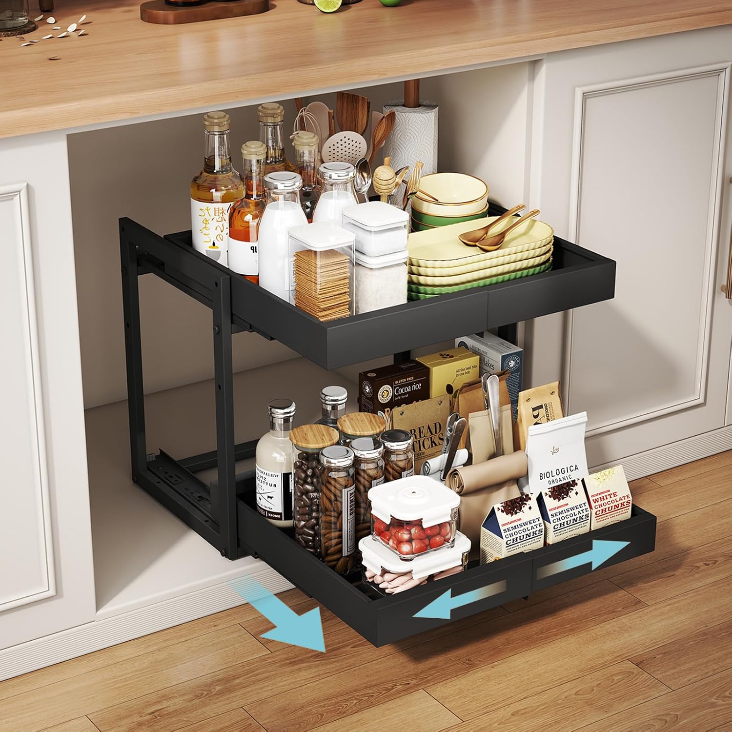 2‑Tier Expandable Pull‑Out Cabinet Organizer