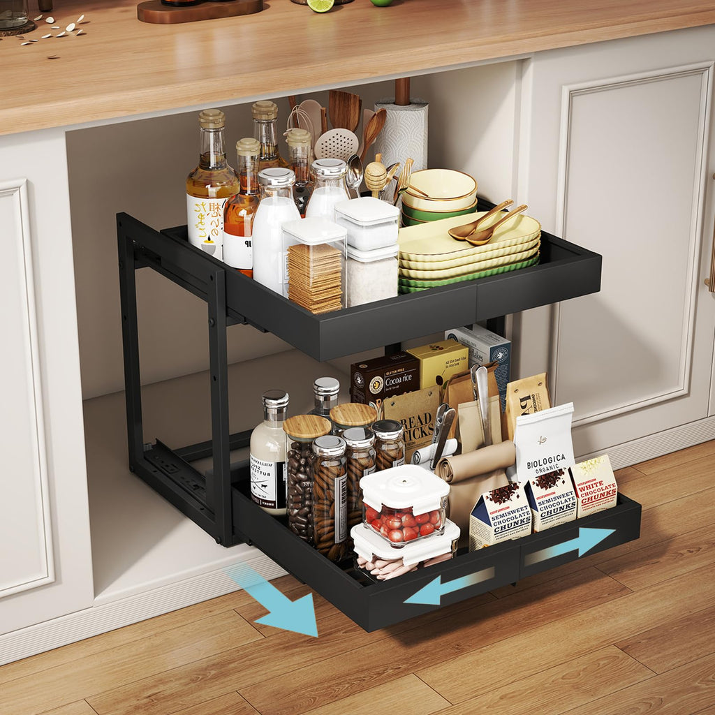 2‑Tier Expandable Pull‑Out Cabinet Organizer