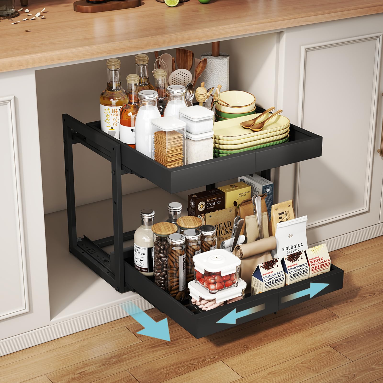 2‑Tier Expandable Pull‑Out Cabinet Organizer