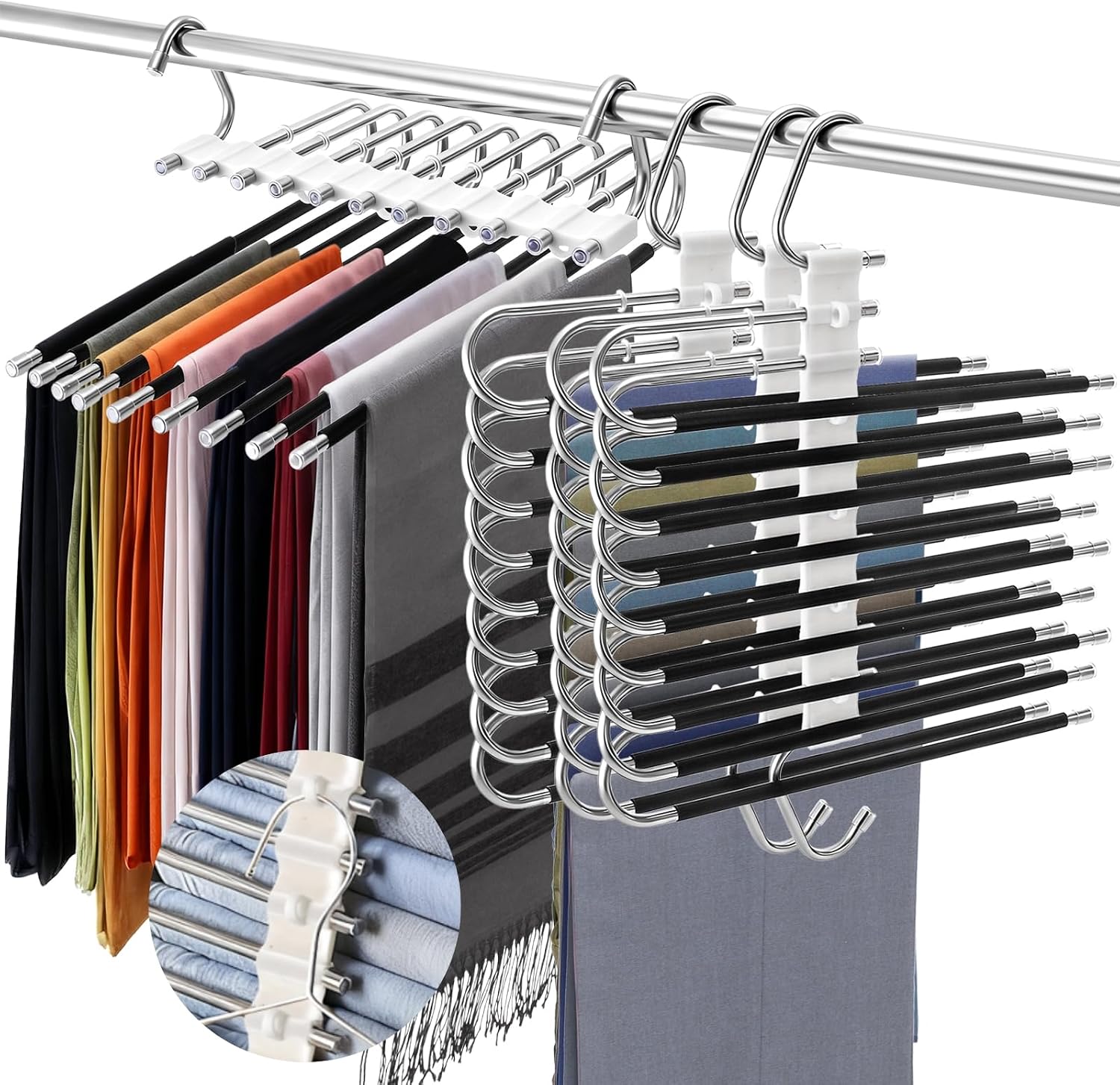 9‑Tier Space‑Saving Stainless‑Steel Pants Hangers