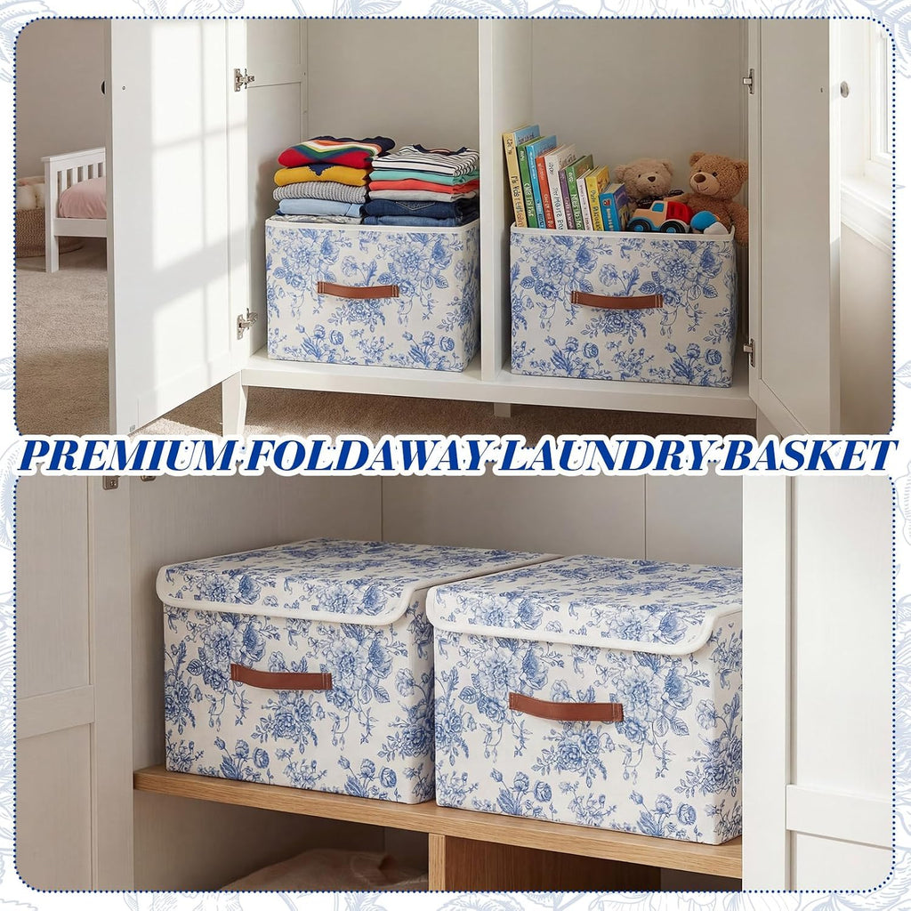 Floral Fabric Storage Bins With Lids