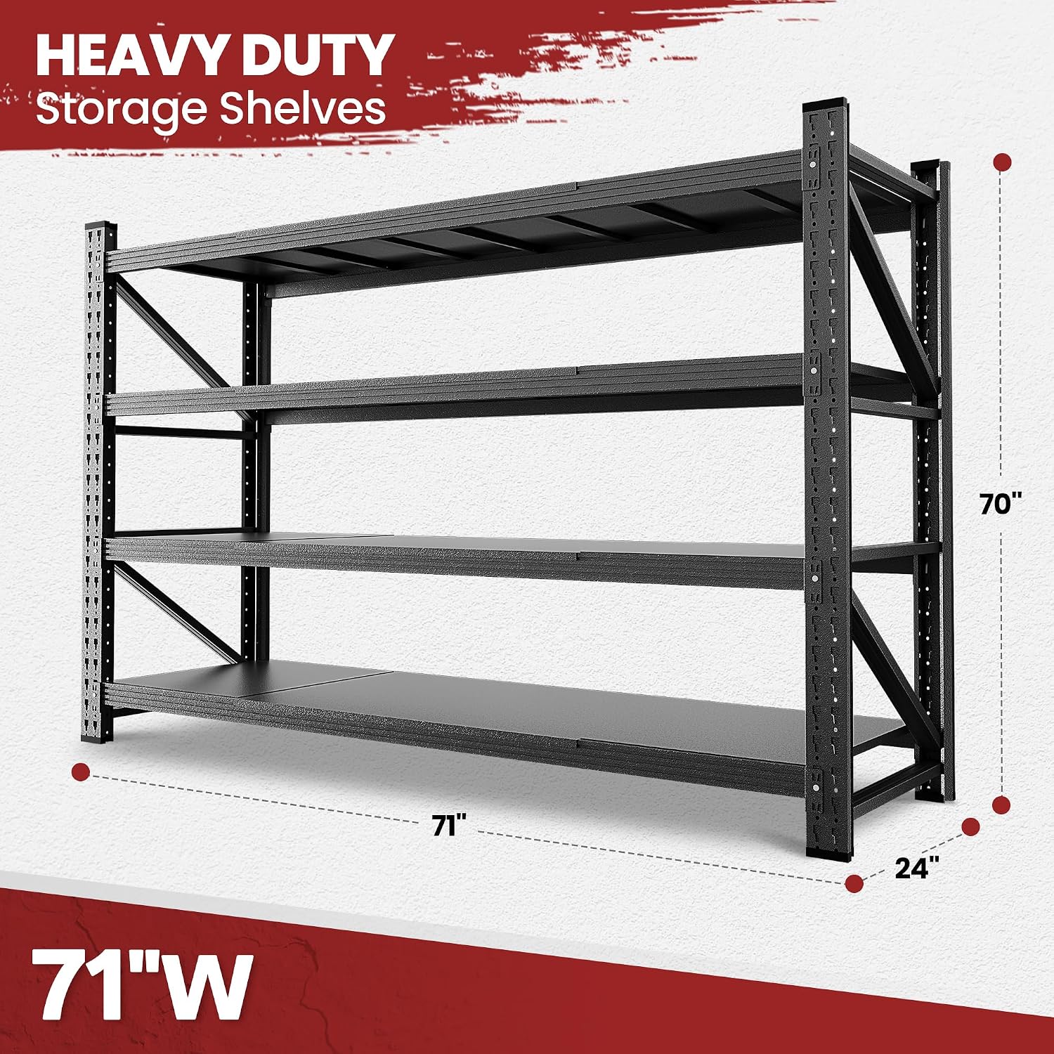 Heavy‑Duty Adjustable Metal Storage Shelving Unit