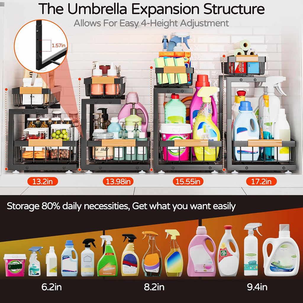 2‑Tier Pull‑Out Under‑Sink Organizer Shelf