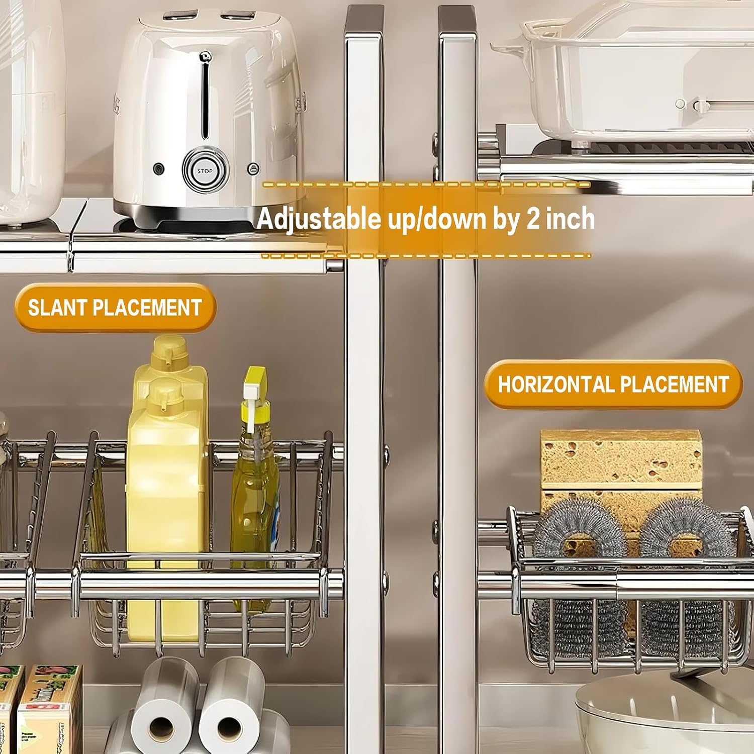2‑Tier Expandable Under‑Sink Organizer Shelf