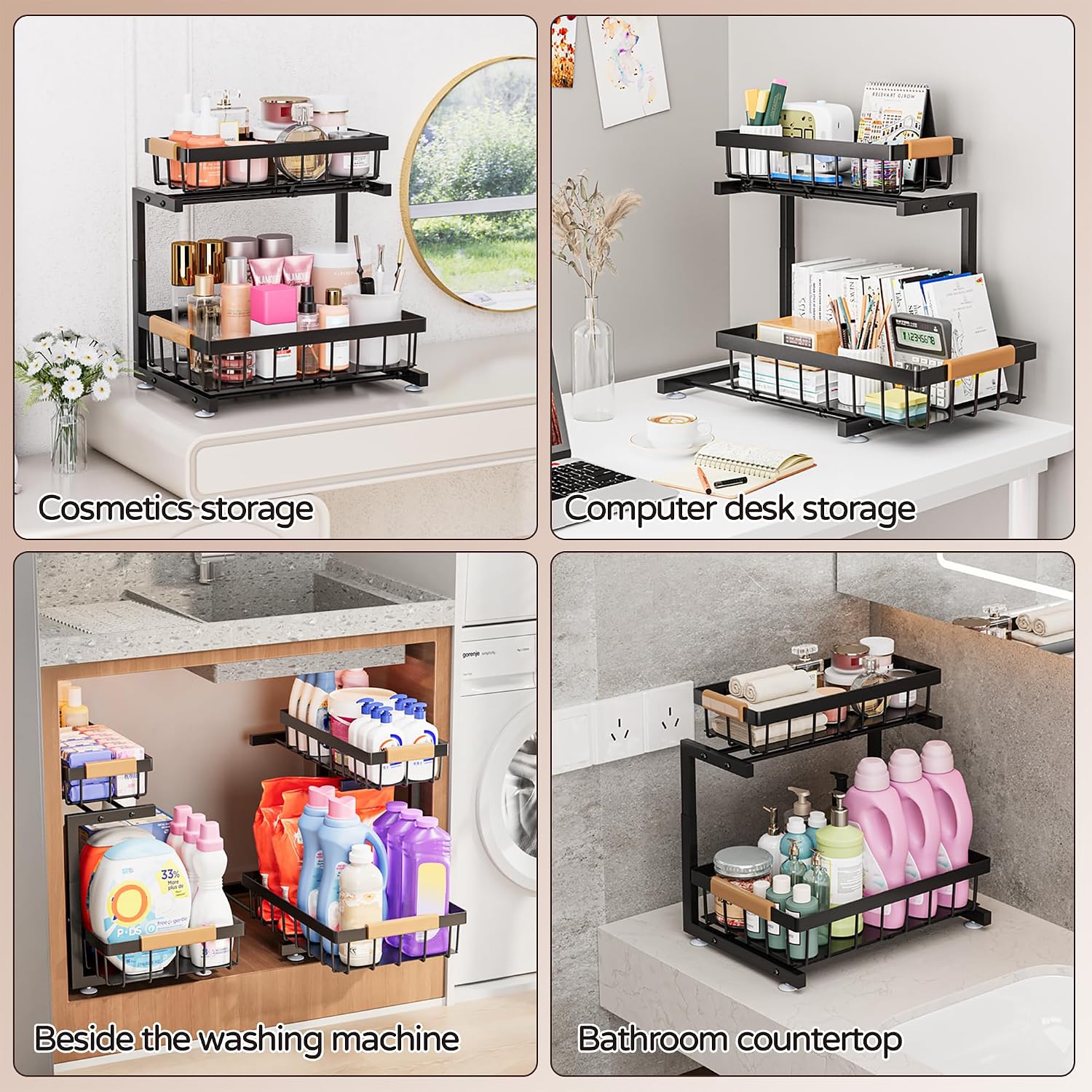 2‑Tier Pull‑Out Under‑Sink Organizer Shelf
