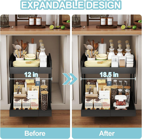 2‑Tier Expandable Pull‑Out Cabinet Organizer