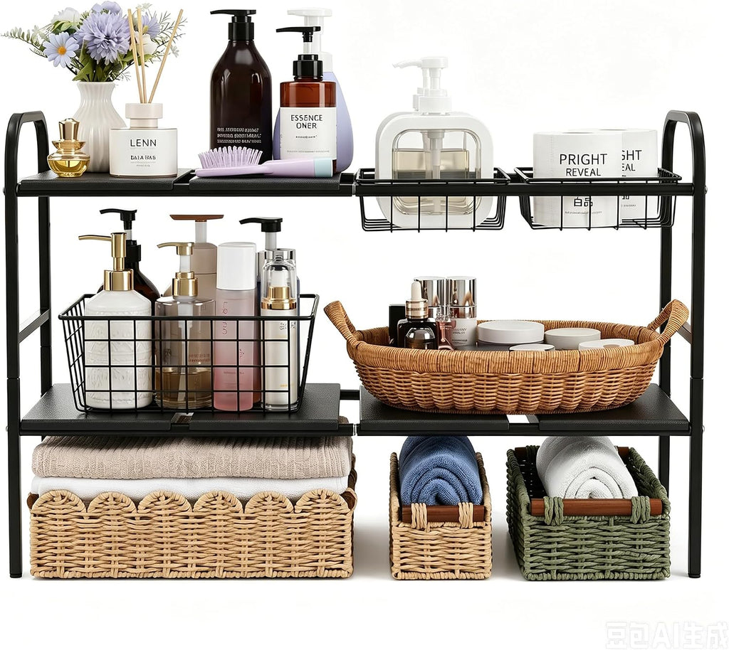 2‑Tier Expandable Under‑Sink Organizer Shelf