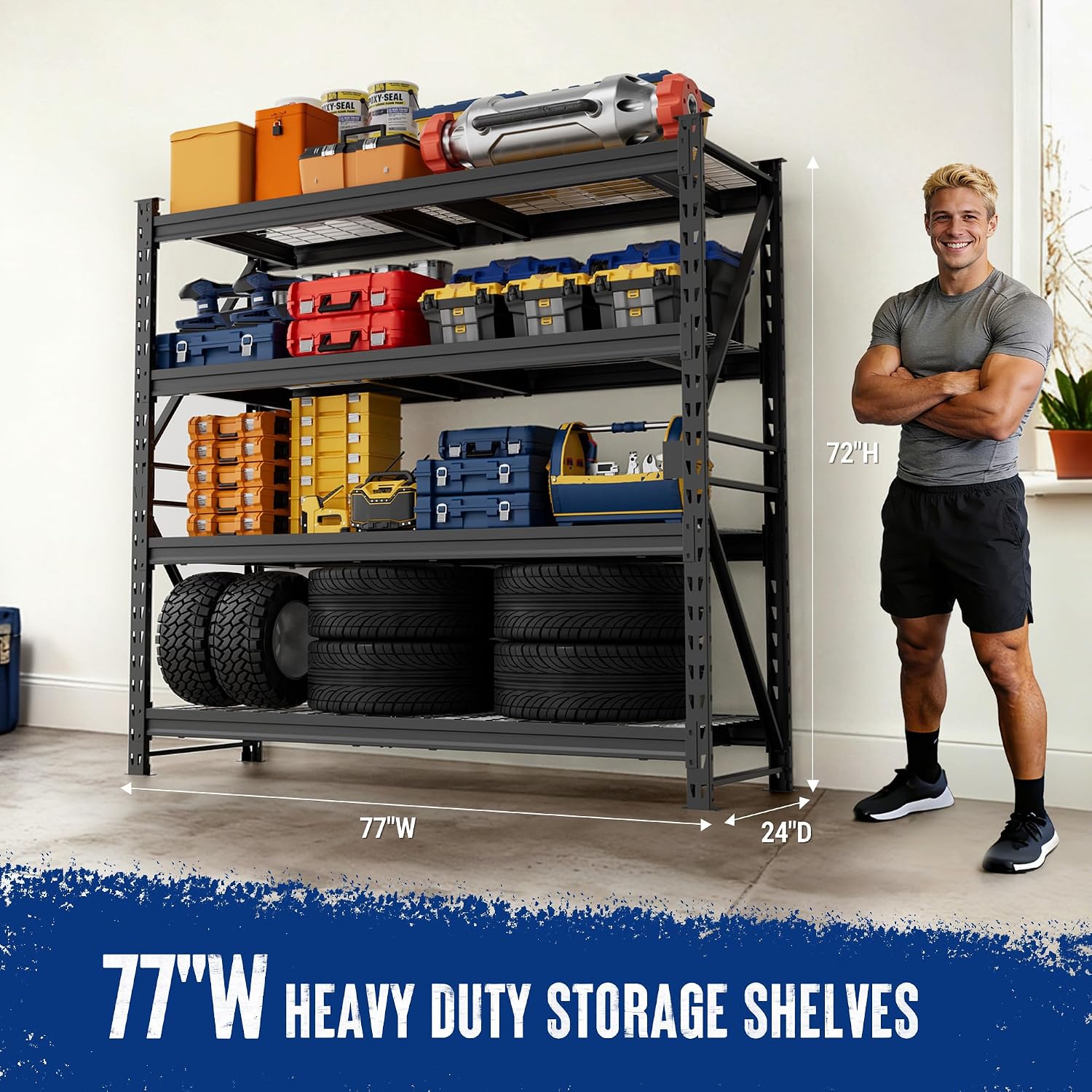 Heavy‑Duty Garage Utility Storage Rack