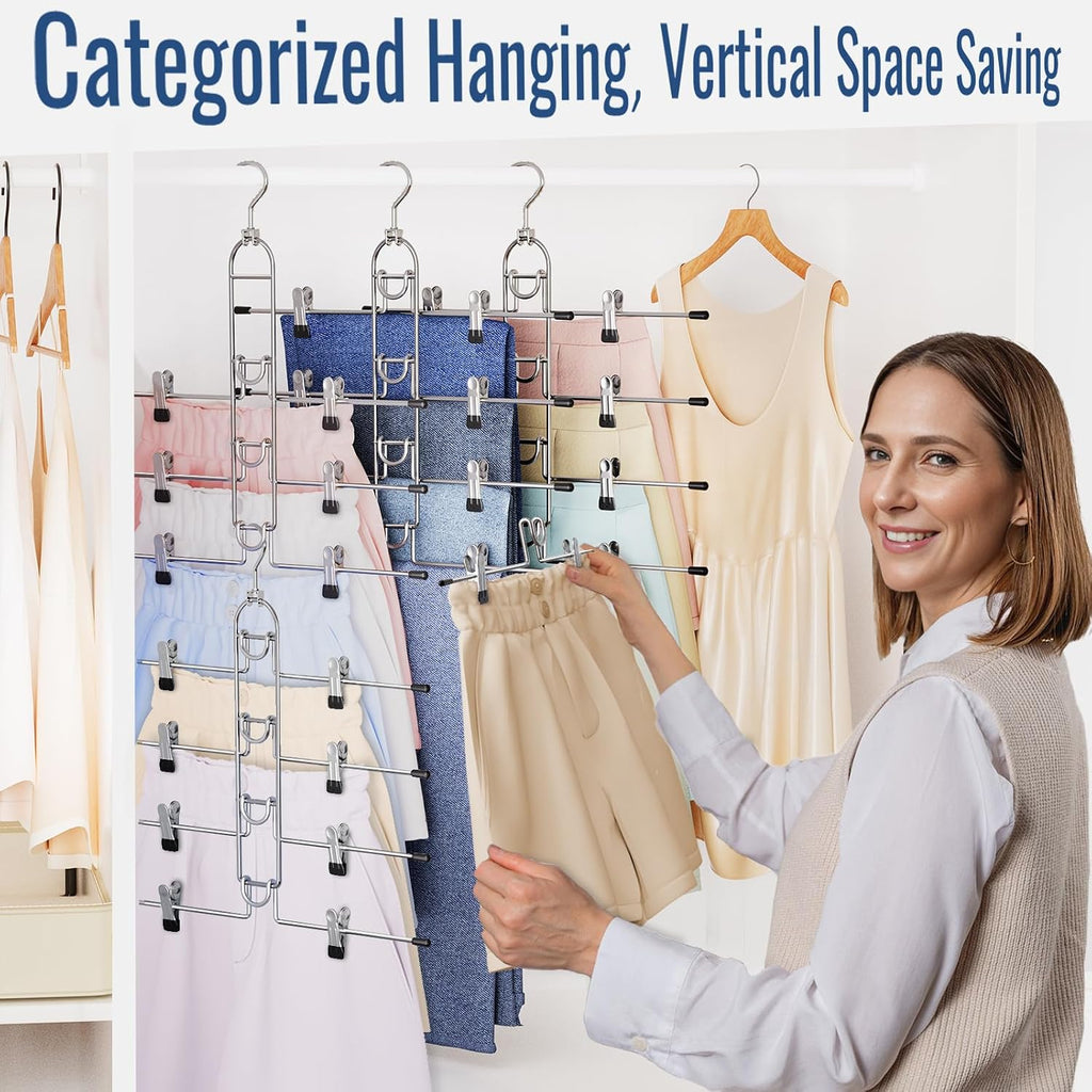 Heavy‑Duty Clip Pants Skirt Hangers