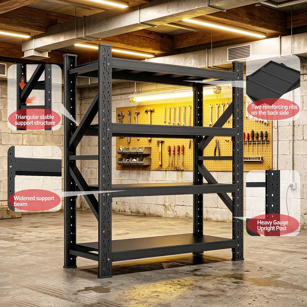 Adjustable Heavy‑Duty Metal Garage Shelving Unit