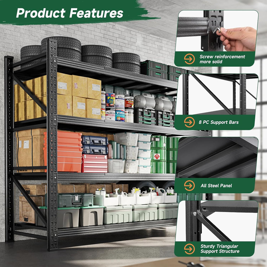 Heavy‑Duty Adjustable Metal Garage Storage Shelves