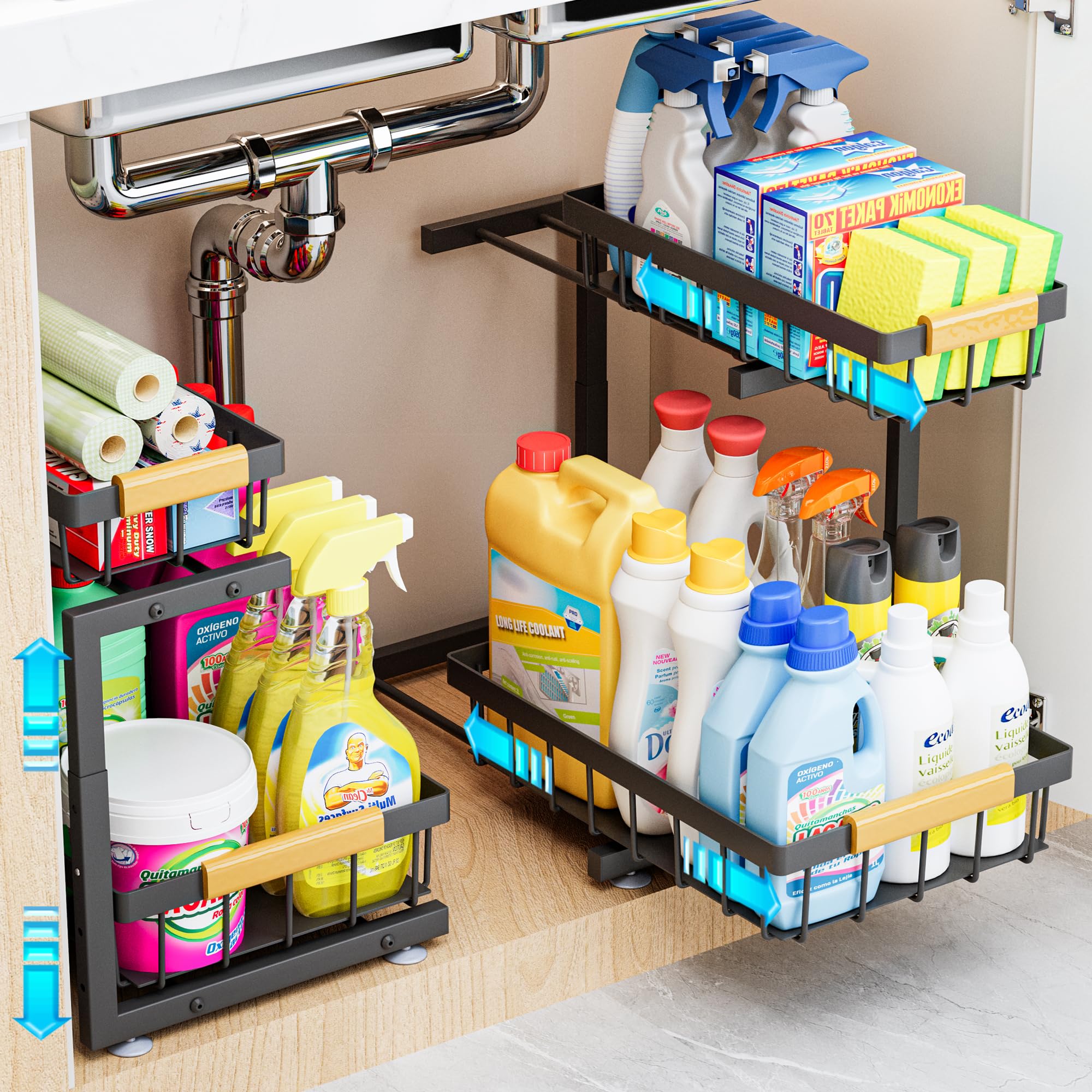 2‑Tier Pull‑Out Under‑Sink Organizer Shelf