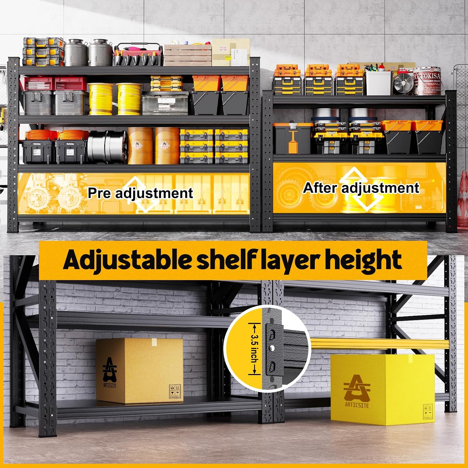 Heavy‑Duty Adjustable Metal Garage Storage Shelves
