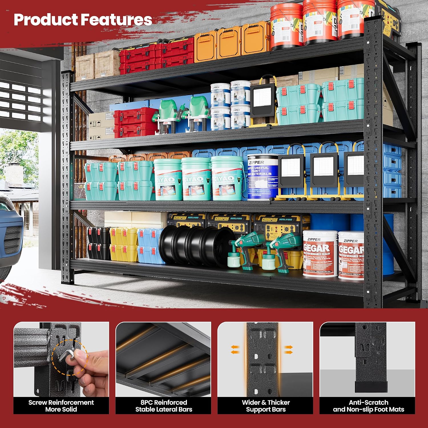 Heavy‑Duty Adjustable Metal Storage Shelving Unit